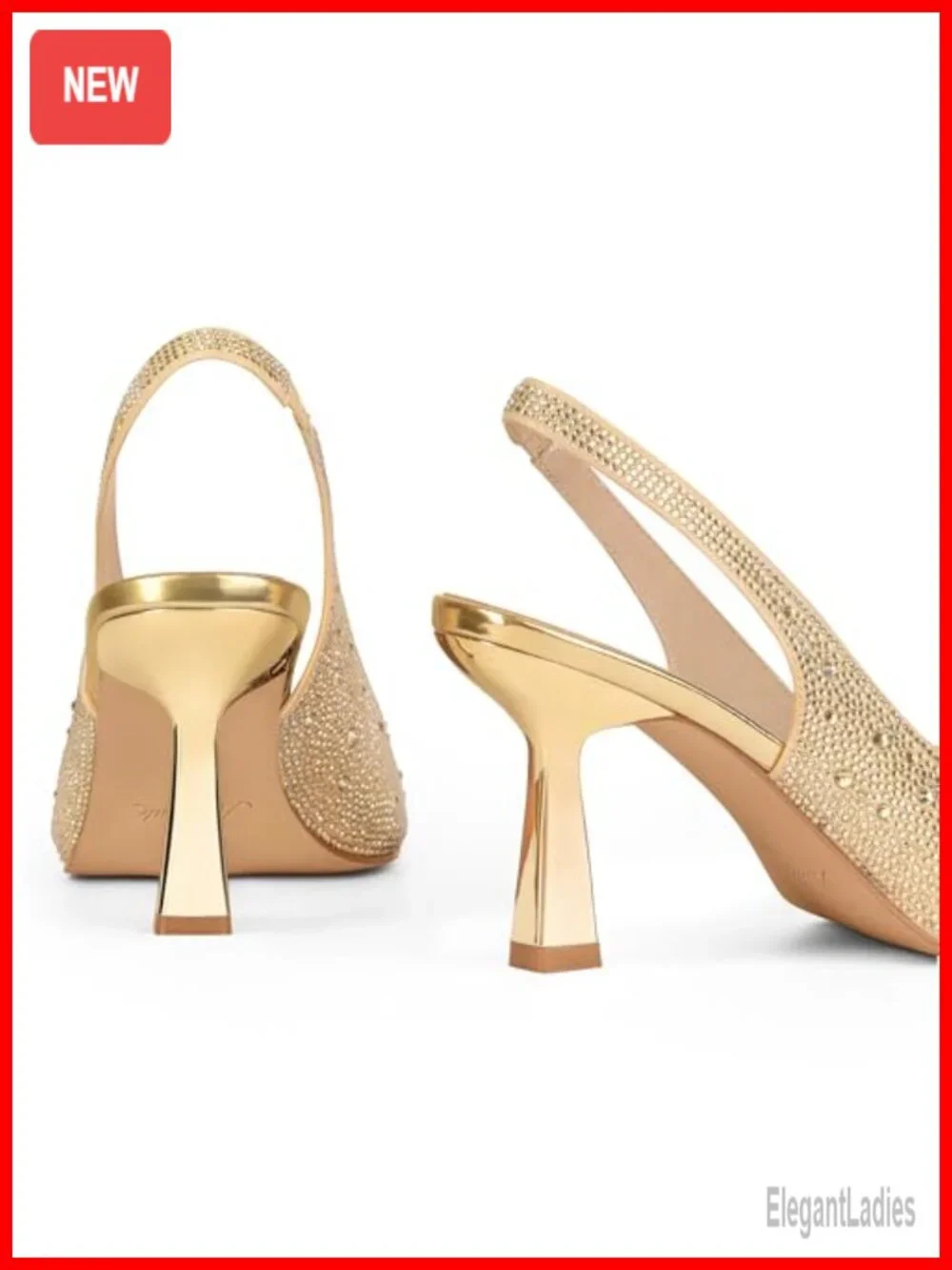 Kitten Heels Rhinestones Slingback Pointe Toe Pumps for Women